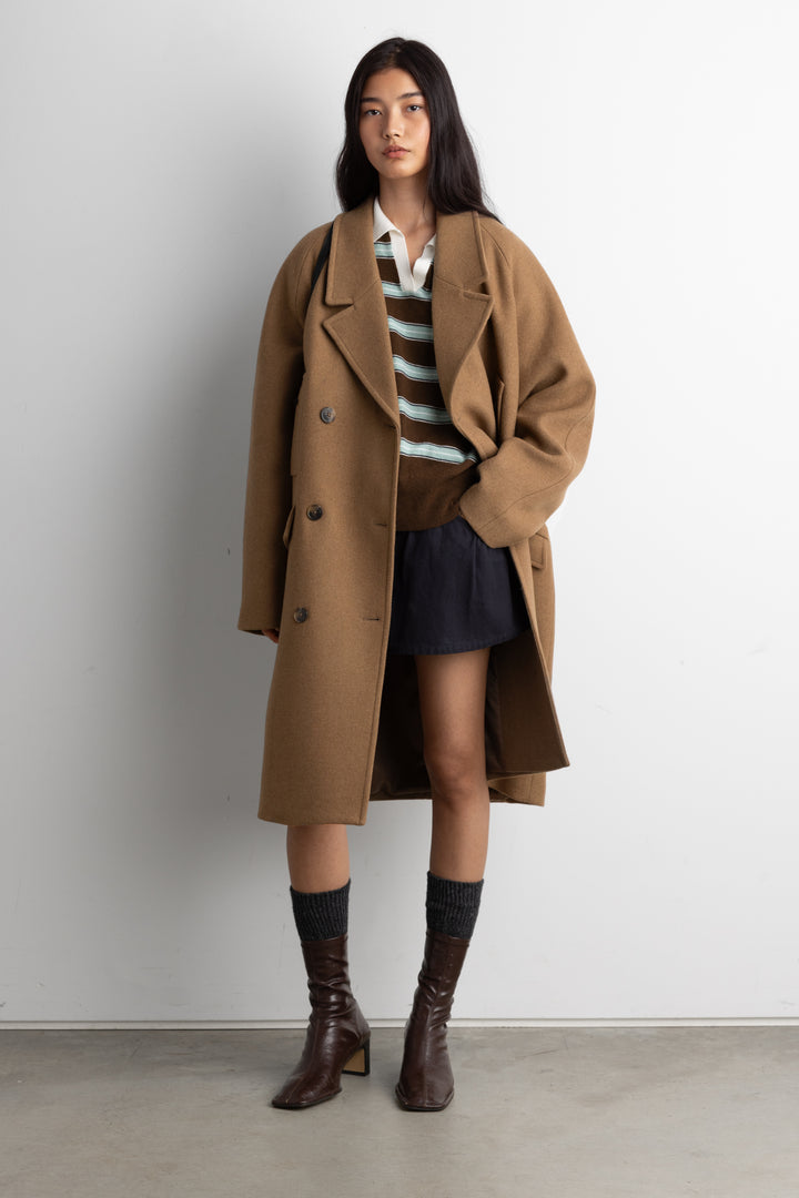 STRIPED RUGBY POLO SWEATER in Brown Mix — alternate angle