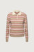 Classic fit striped polo sweater in beige mix — main image