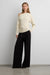 Ribbed knit off-shoulder draped top in cream — main image