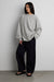 Brushed fleece striped pullover in gray stripe — main image