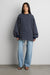 Brushed fleece striped pullover in navy stripe — main image
