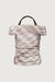 Draped checkered cowl neck top in brown plaid — main image