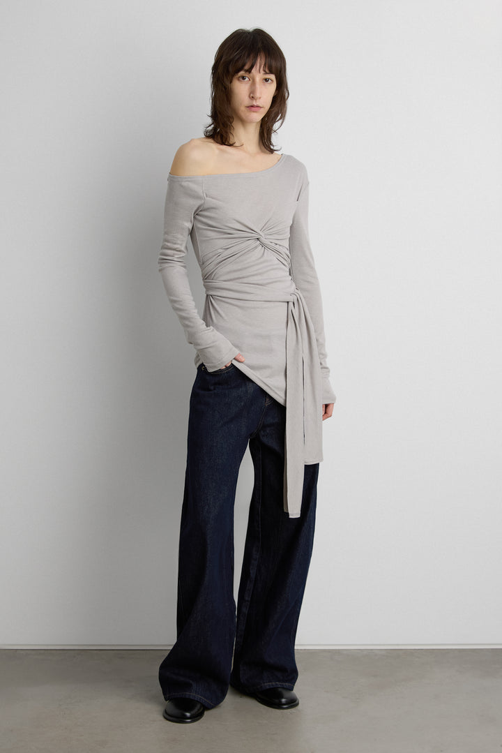 MULTI WAY WRAP TOP in Light Gray — alternate angle