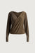 Drapey wrap long sleeve top in canteen — main image
