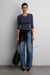 Fitted cotton modal v-neck quarter sleeve top in odyssey grey — main image