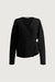 Wrap knit long sleeve top in black — main image