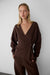 Wrap knit long sleeve top in coffee bean — main image