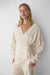 Wrap knit long sleeve top in oatmeal — main image