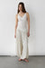Ribbed knit lace cami tank top in ivory — main image