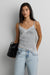 Ribbed asymmetrical lace trim tank top in gray — main image