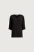 Relaxed v-neck drawstring top in black — main image