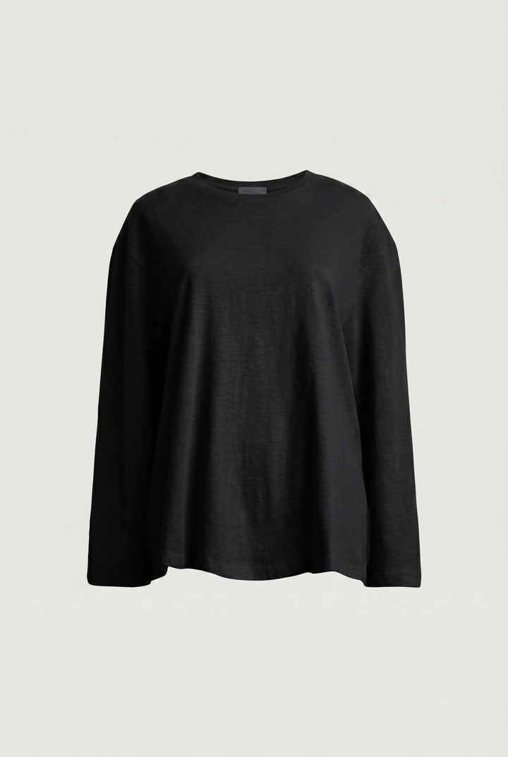 RELAXED LONG SLEEVE T-SHIRT in Black — alternate angle