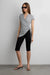 Fitted cross front shirred top in medium grey — main image
