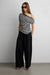 Off shoulder asymmetrical stripe top in black stripe — main image