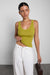 Ribbed scoop neck tank top in dusty olive — main image
