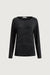 Striped drop shoulder top with contrast neck in black — main image