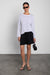 Striped drop shoulder top with contrast neck in ivory — main image