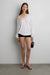 Lace trim v-neck slouchy top in ivory — main image