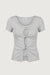 Layered lace top with twist front detail in gray — main image
