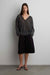 Sheer linen blend hoodie with button front in charcoal — main image