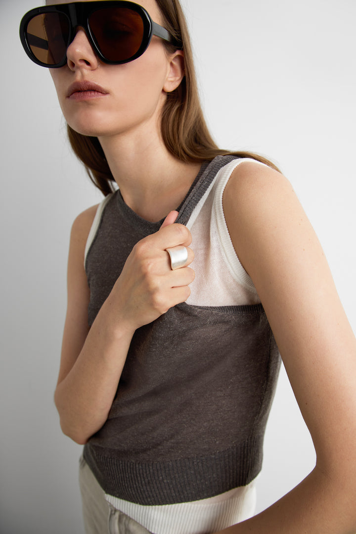 LAYERED CONTRAST TANK TOPS in Charcoal — alternate angle