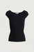 Textured ribbed knit cap sleeve top in black — main image