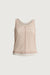 Sheer layered top with piping detail in pink tan — main image