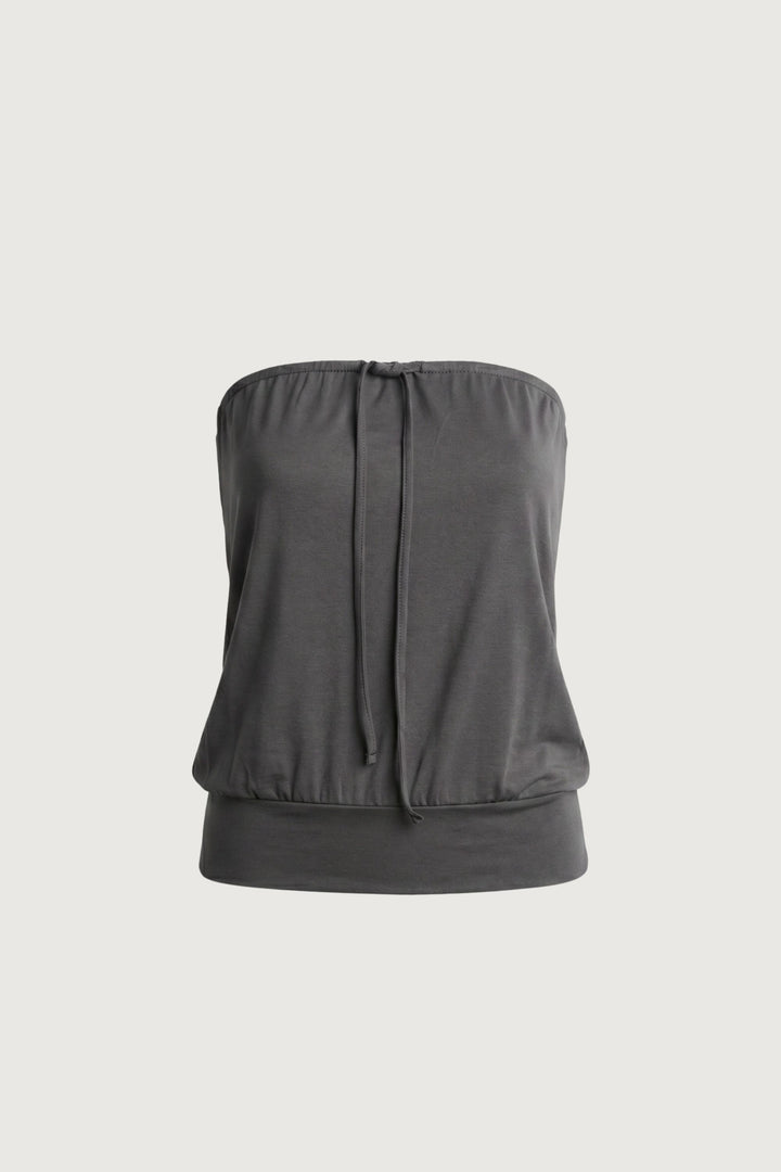 HALTER NECK TUBE TOP in Charcoal — alternate angle