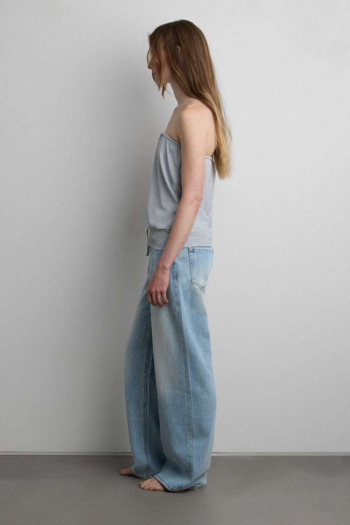 HALTER NECK TUBE TOP in Ice Blue — alternate angle