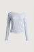 Shirred contrast layer top in light blue — main image