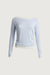 Shirred contrast layer top in light blue — main image