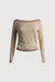 Shirred contrast layer top in taupe — main image