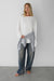 Long sleeve knit t-shirt in white — main image
