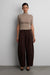 Mock neck knit top in taupe — main image