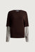 Striped long sleeve knit top in brown — main image