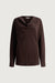 Cowl neck long sleeve top in charcoal — main image