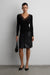 V-neck lace detail top in black — main image