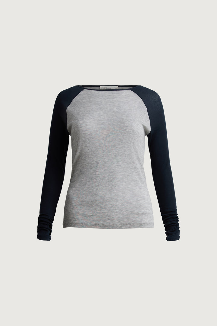 CONTRAST RAGLAN LONG SLEEVE T-SHIRT in Gray — alternate angle