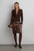 Draped wrap long sleeve top in brown — main image
