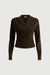 Draped wrap long sleeve top in olive — main image