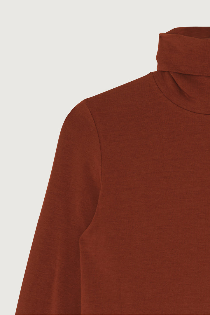 TURTLENECK TOP in Brandy Brown — alternate angle