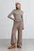 Mockneck long sleeve top in taupe — main image