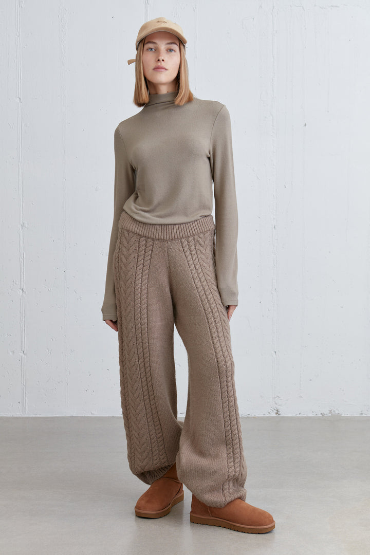MOCKNECK LONG SLEEVE TOP in Taupe — alternate angle