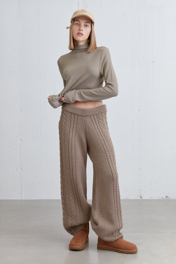 MOCKNECK LONG SLEEVE TOP in Taupe — alternate angle