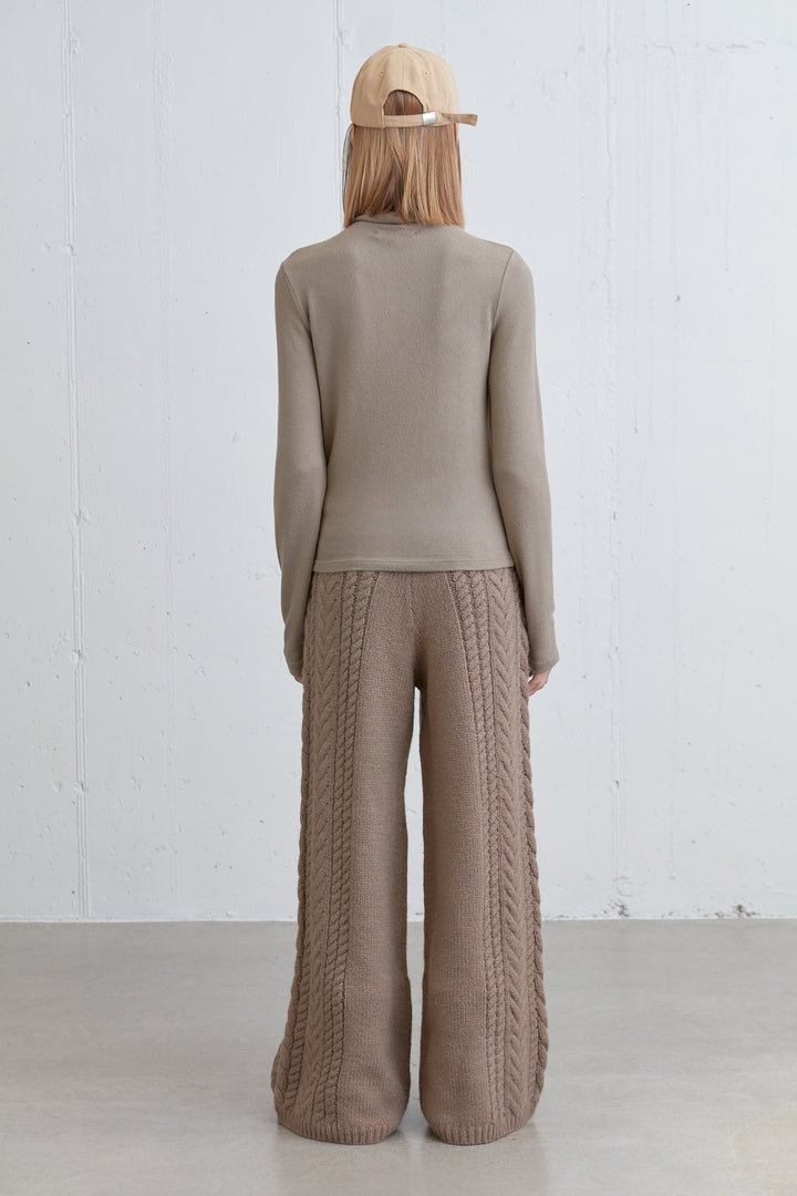 MOCKNECK LONG SLEEVE TOP in Taupe — alternate angle
