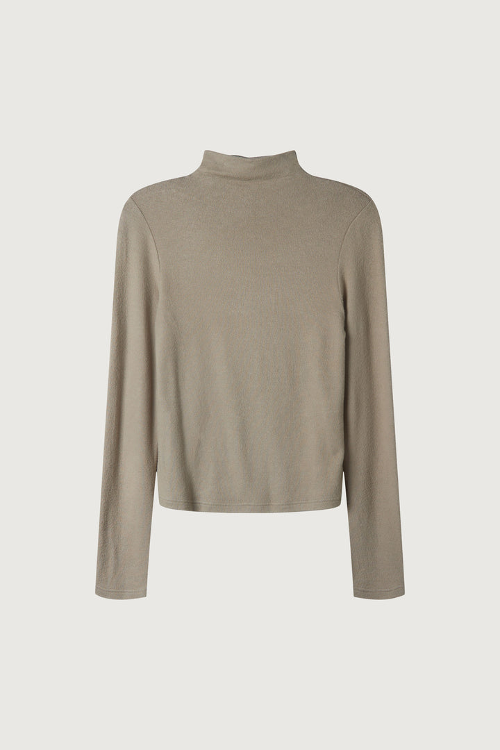 MOCKNECK LONG SLEEVE TOP in Taupe — alternate angle