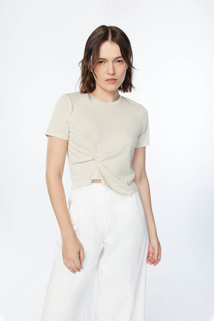 KNOT FRONT TOP in Cream — alternate angle