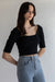 Square neck top in black — main image