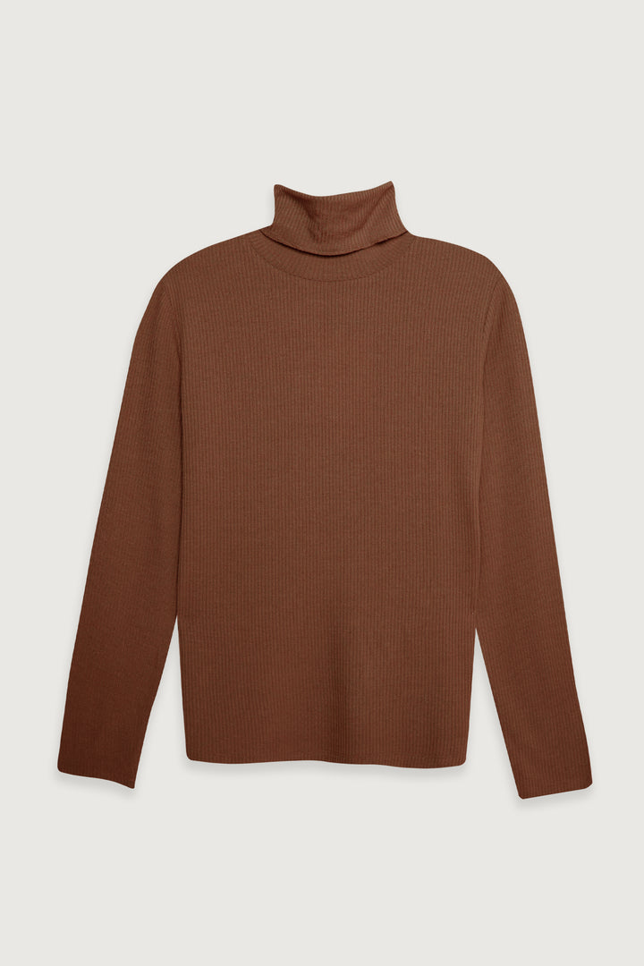 TURTLENECK TOP in Bison — alternate angle