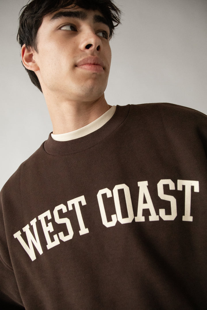 OVERSIZED GRAPHIC SWEATSHIRT in COFFEE BEAN E — alternate angle